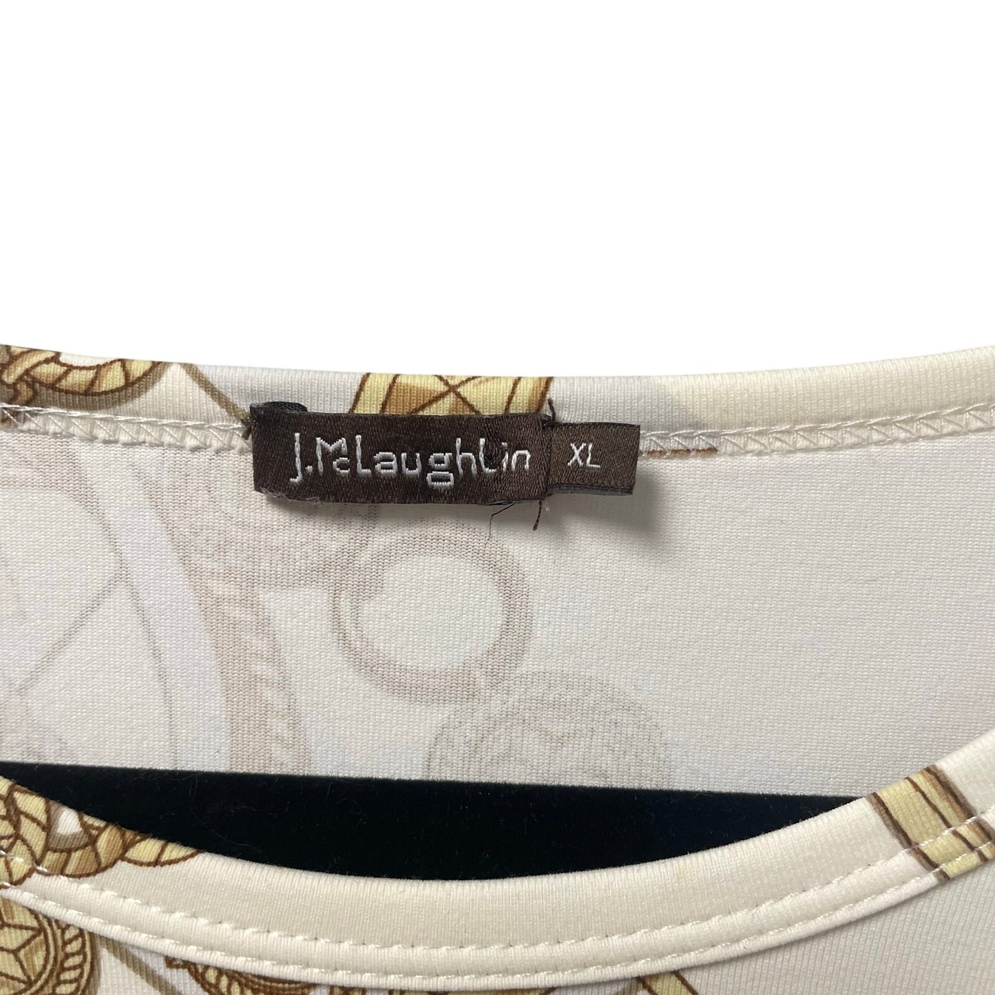 J. McLaughlin Chain Print Cream Gold Catalina Cloth Top Womens XL AS IS