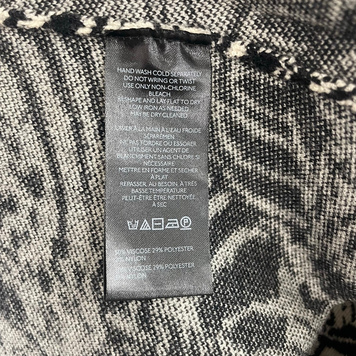 Anthropologie Slim Ruffle Knit Mini Sweater Dress Black Beige Animal Print Large