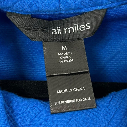 Ali Miles Cobalt Blue Mock Neck Button Accent Pullover Top Womens Medium