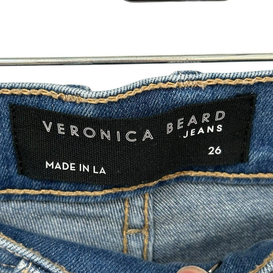 Veronica Beard Mystic Blue Carson Ankle Flare High Rise Denim Jeans Womens 26