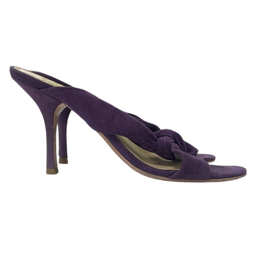 Prada Viola Purple Calzatore Donna Knot Open Toe Suede Heels Womens 35.5 US 5.5
