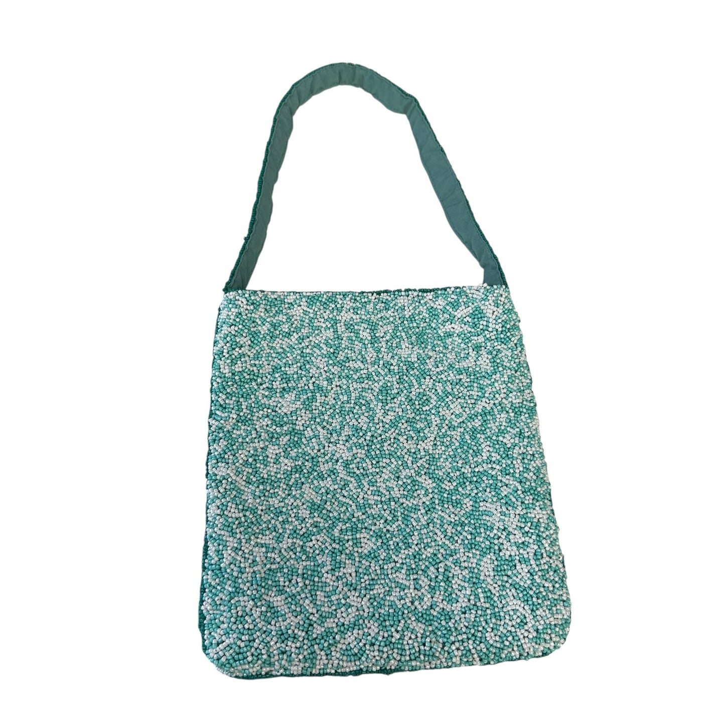 Zara Green Multicolor Beaded Sardine Fish Print Mini Bucket Single Strap Bag