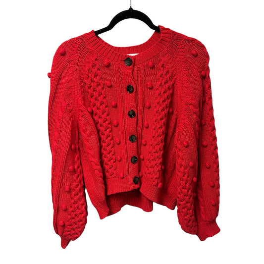The Great. Deep Rose Red Button Up Mountainside Knit Cardigan Sweater Womens 2