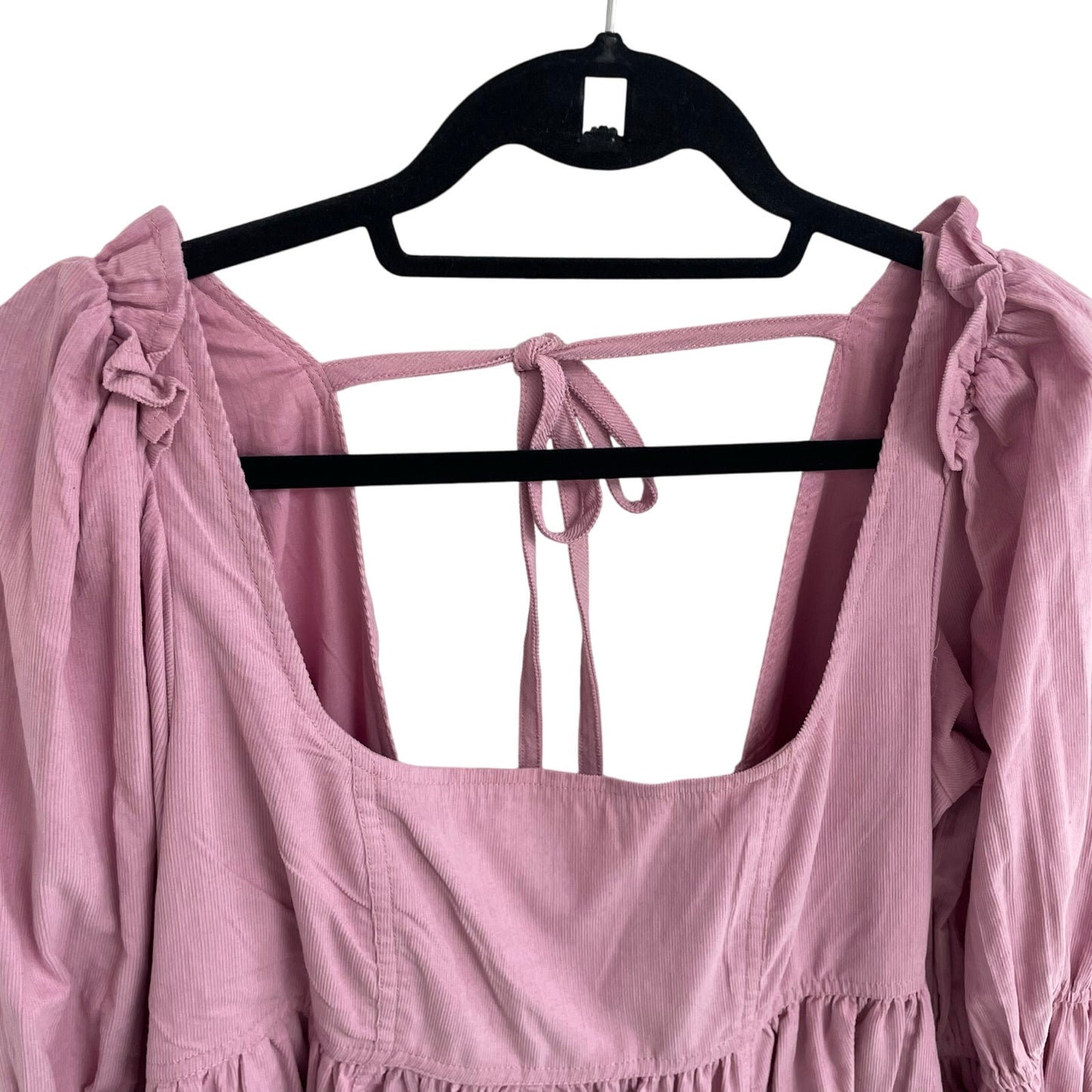 Pilcro Square Neck Corduroy Babydoll Mini Dress Light Pink Womens Size Large
