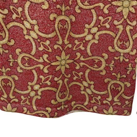J. McLaughlin Red Gold Metallic Knit Long Sleeve Top Womens Size Small