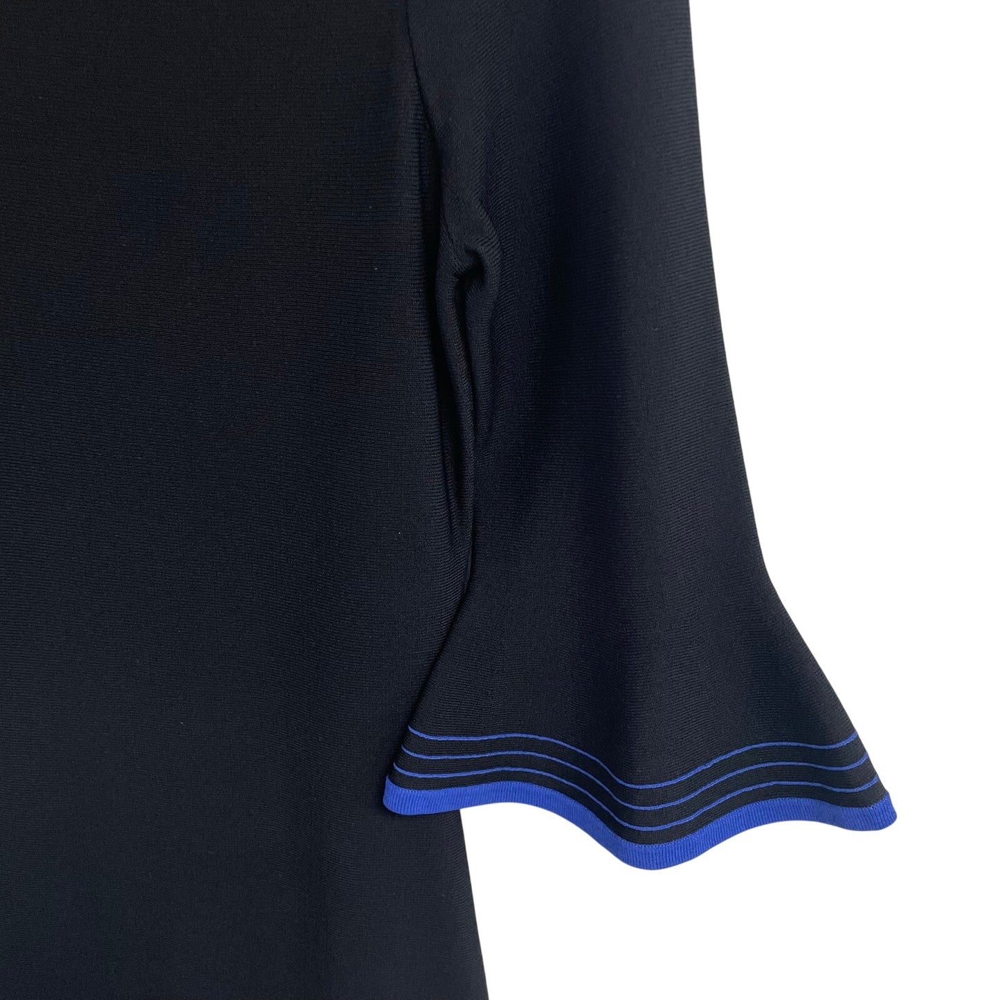 Shoshanna Bell Sleeve Black Blue Knit Pratt Sweater Dress Womens Size Small