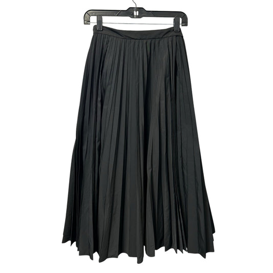 NWT Valentino Black Cotton Blend Pleated Wrap Midi Skirt Womens 40 / US 4