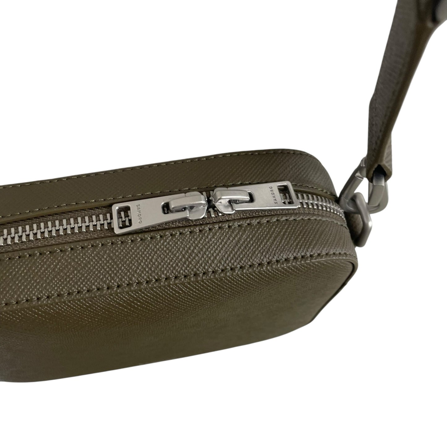 Sandro Saffiano Leather Small Reconstituted Leather Crossbody Bag Olive Green
