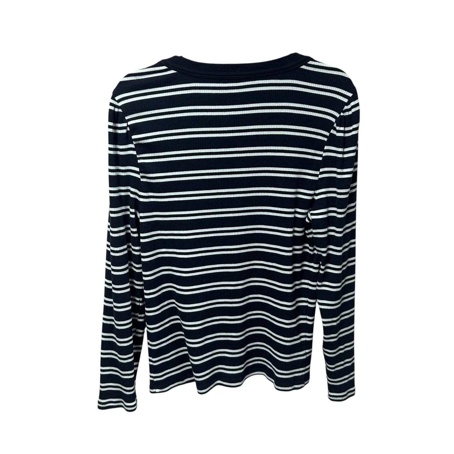 Ann Taylor Navy Weekend Collection Striped Puff Sleeve Henley Top Womens XXL