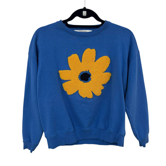 Compania Fantastica Blue Fleece Sweatshirt with Flower Graphic Womens Small