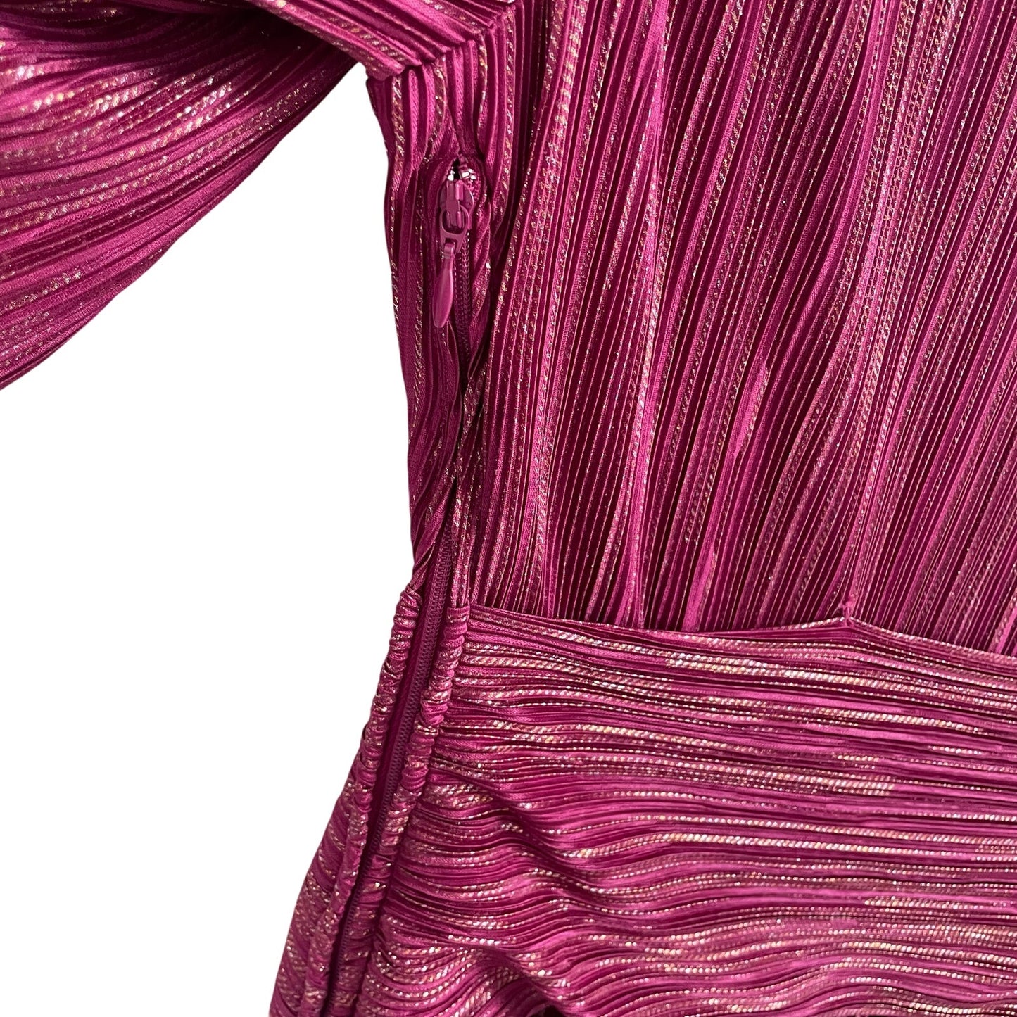 Lilly Pulitzer Jessamie Metallic Ruffle Long Sleeve Dress Mulberry Foil Womens 8