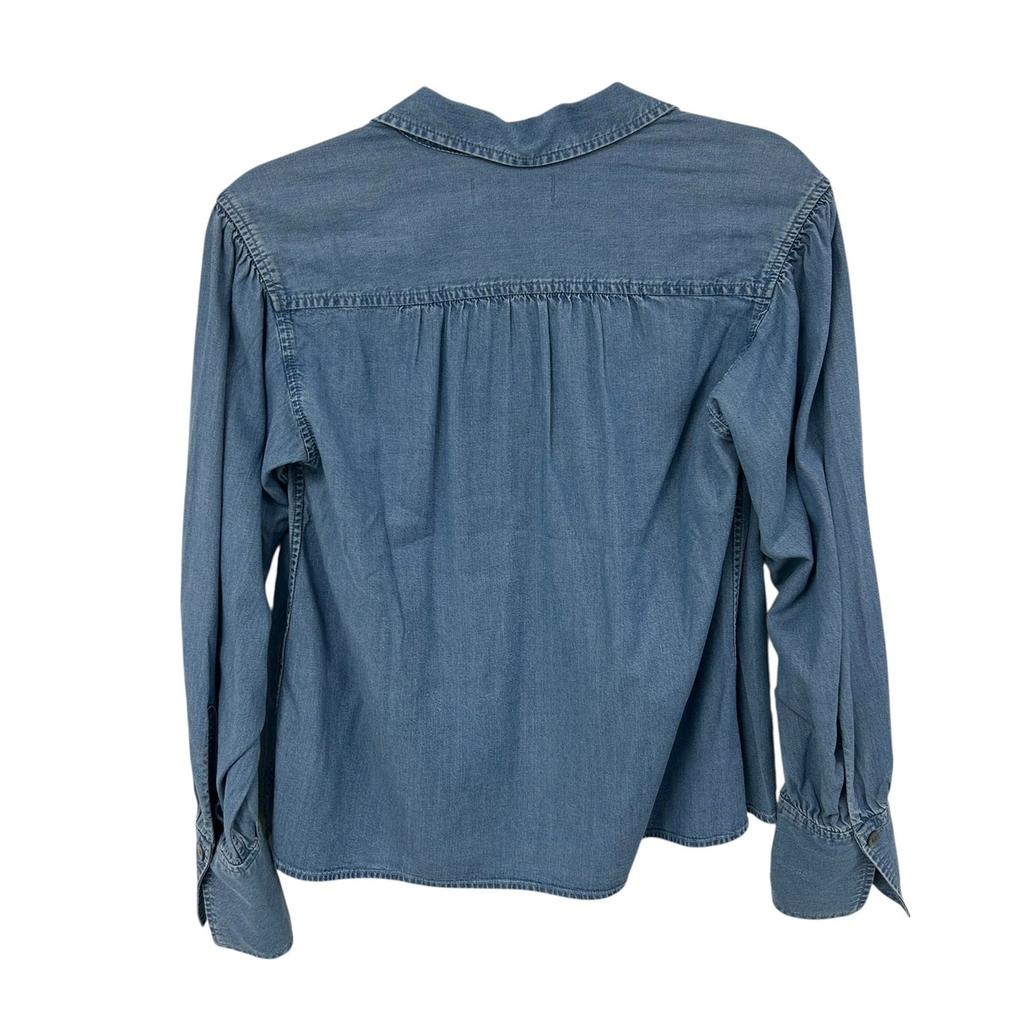 Madewell Chambray Easy Y-Neck Button-Up Collared Shirt in Ritch Wash Womens XS