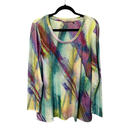 Soft Surroundings Dale Abstract Watercolor Long Sleeve Tunic Top Womens XL