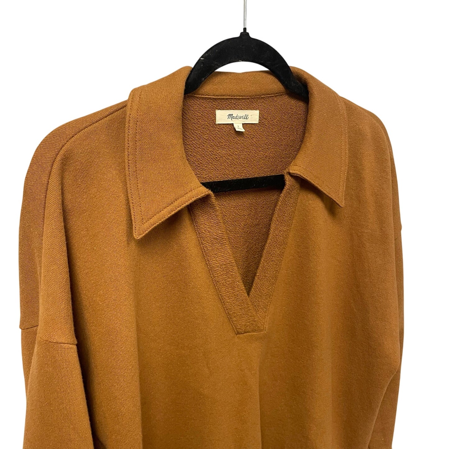 Madewell Cotton Hemp Oversized Polo Sweatshirt in Dried Acorn Brown Womens Small