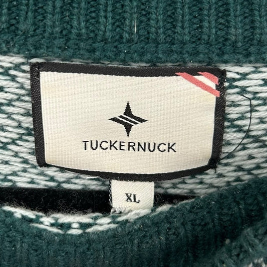 Tuckernuck Davos Green White 100% Wool Olsen Pullover Crewneck Sweater Womens XL