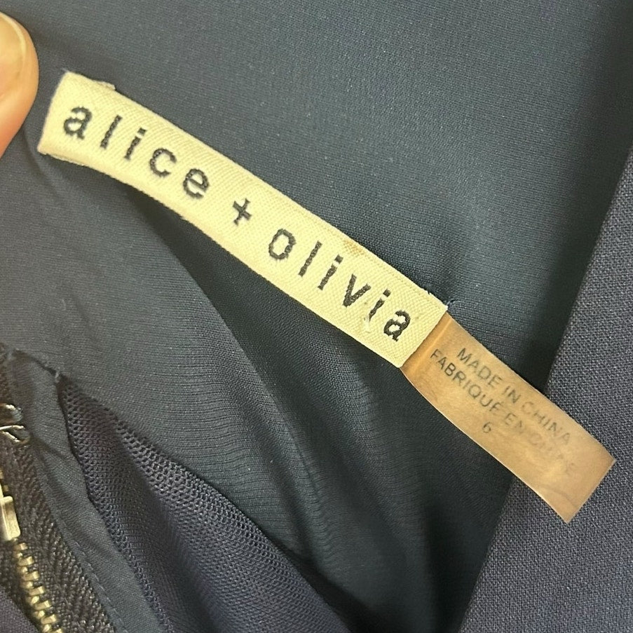 Alice + Olivia Navy Nina Cutout Fit & Flare Sleeveless Mini Dress Womens Size 6