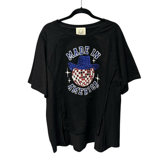 Fantastic Fawn Made in America Sequin Loose Fit Short Sleeve Tee Womens Small