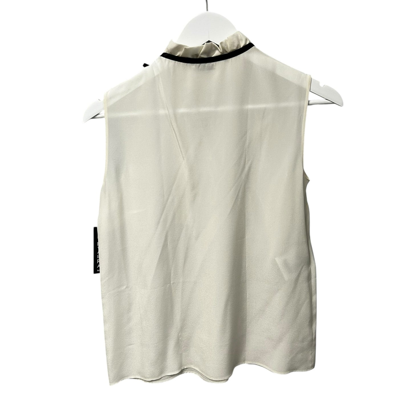 NWT Miu Miu White Black 100% Silk Camicia Sleeveless Top Womens 36 / US 0
