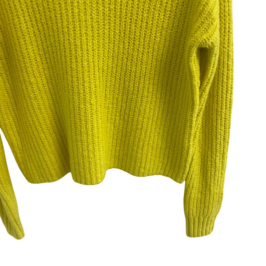By Anthropologie Ribbed Mock Neck Bright Yellow Pullover Sweater Womens XS