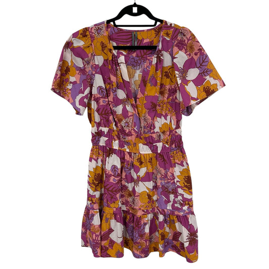 Anthropologie Somerset Mini Dress in Orange Pattern Floral Print Womens Large