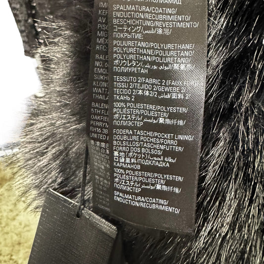 NWT Balenciaga Black Faux Fur Reversible Ski Jacket Womens 6