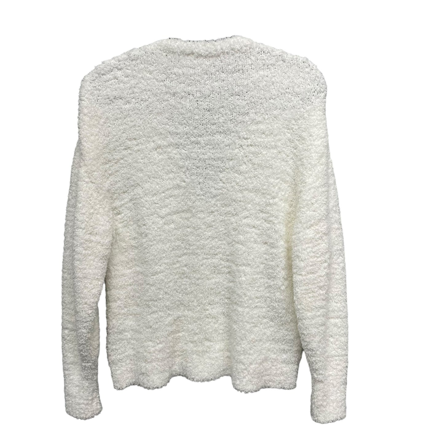 Sundays V Neck Pearl Embellished Button Front Cardigan Sweater White Medium