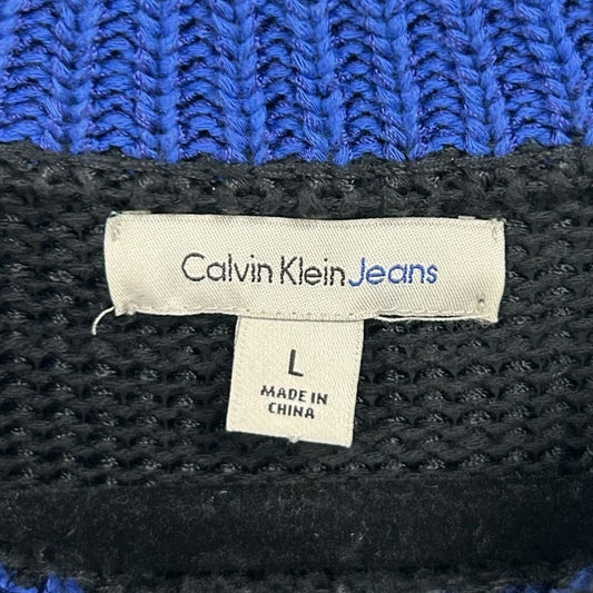 Calvin Klein Jeans Y2K Black Blue Heavyweight Crewneck Sweater Womens Large