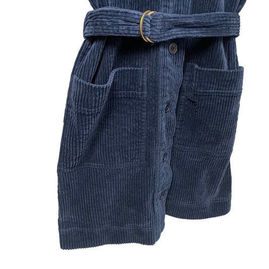 Apiece Apart Aragon Button Front Navy Blue Corduroy Mini Shirt Dress Womens 2