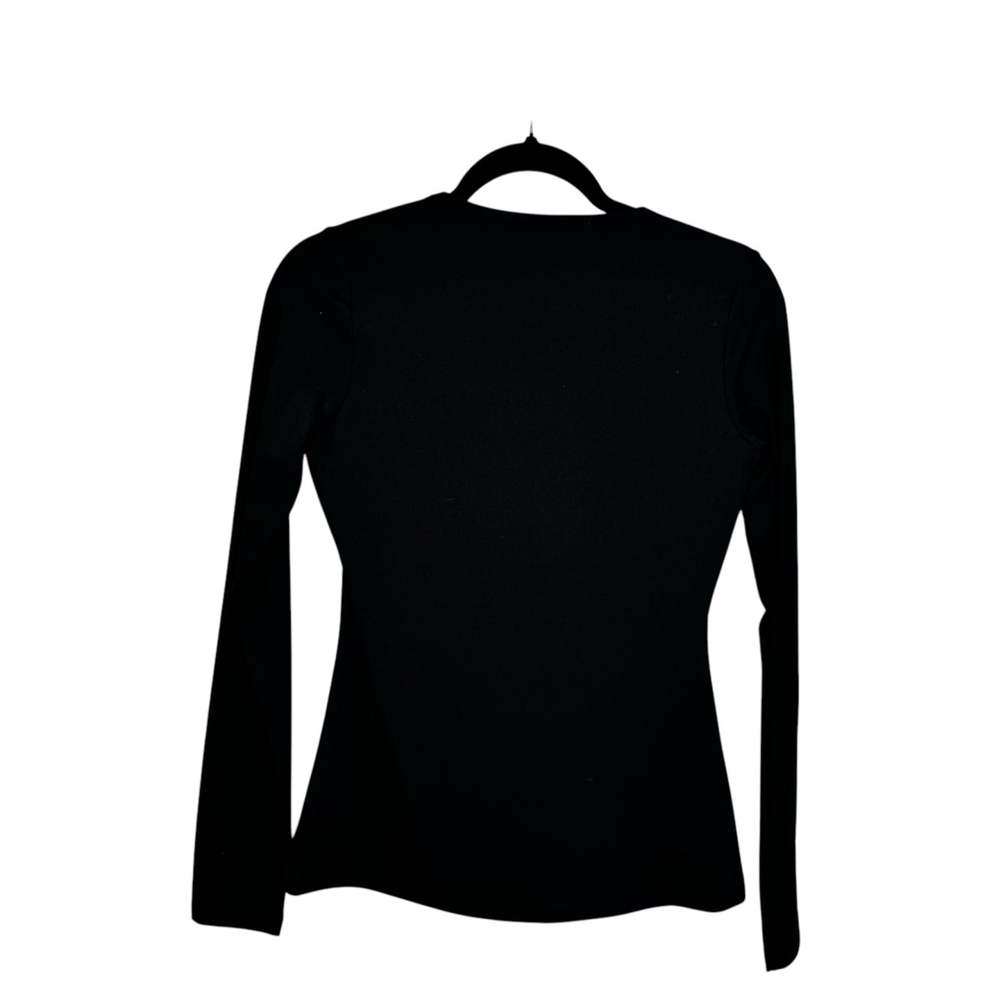 NWT Susana Monaco Black Signature Stretch V-Neck Long Sleeve Top Womens Small