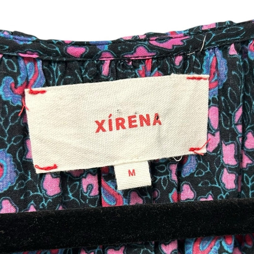 Xirena Black Isley Floral Paisley Long Sleeve Cotton Midi Dress Womens Medium