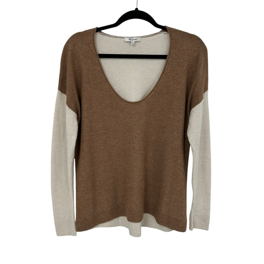 Madewell Heather Cement Kimball Pullover Sweater in Colorblock Womens Large