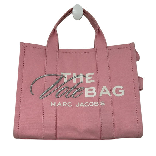 Marc Jacobs Pink White Double Handle The Vote Tote Bag w/ Crossbody Strap AS IS