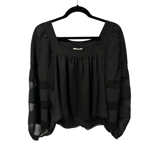 Tuckernuck Black Balloon Sleeve Square Neckline Alexa Blouse Womens Size Large