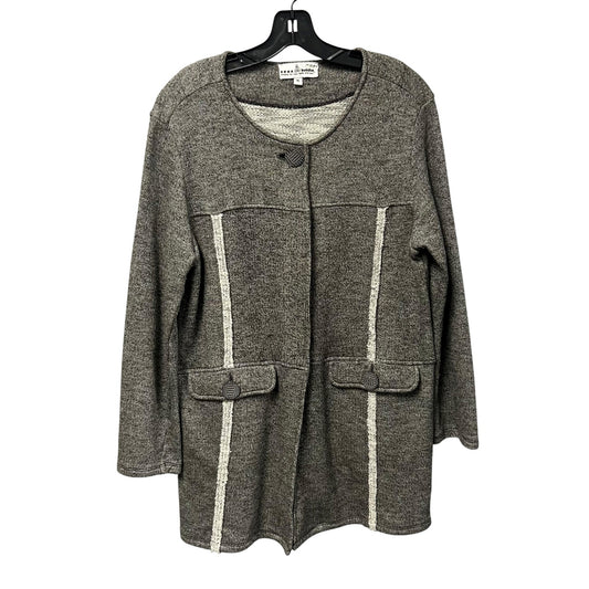 Neon Buddha Gray White Cotton Blend Penrose Long Button Jacket Womens Size XL
