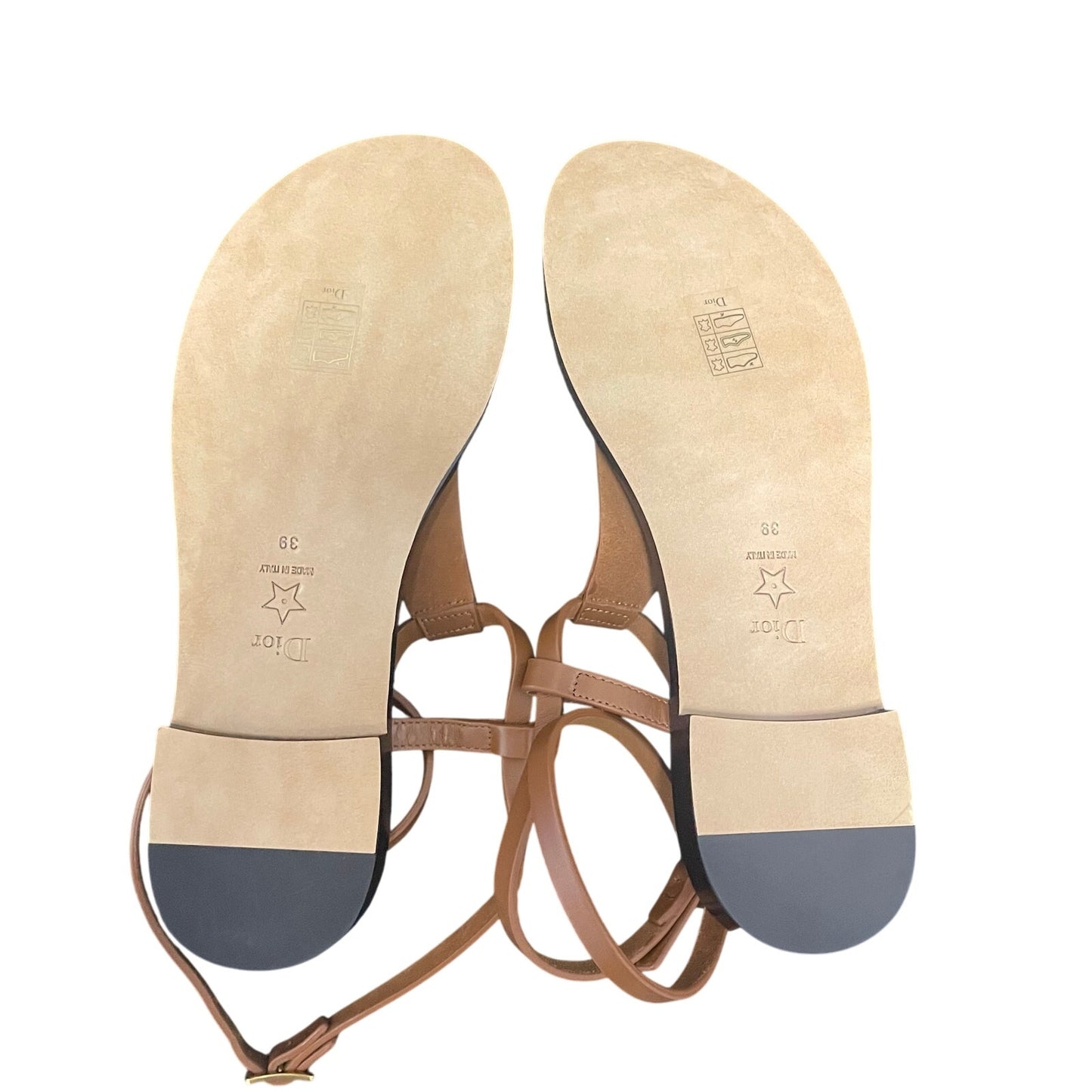 Christian Dior Dior Sun Thong Sandal Tan Leather Strappy Upper Size 39 / US 9