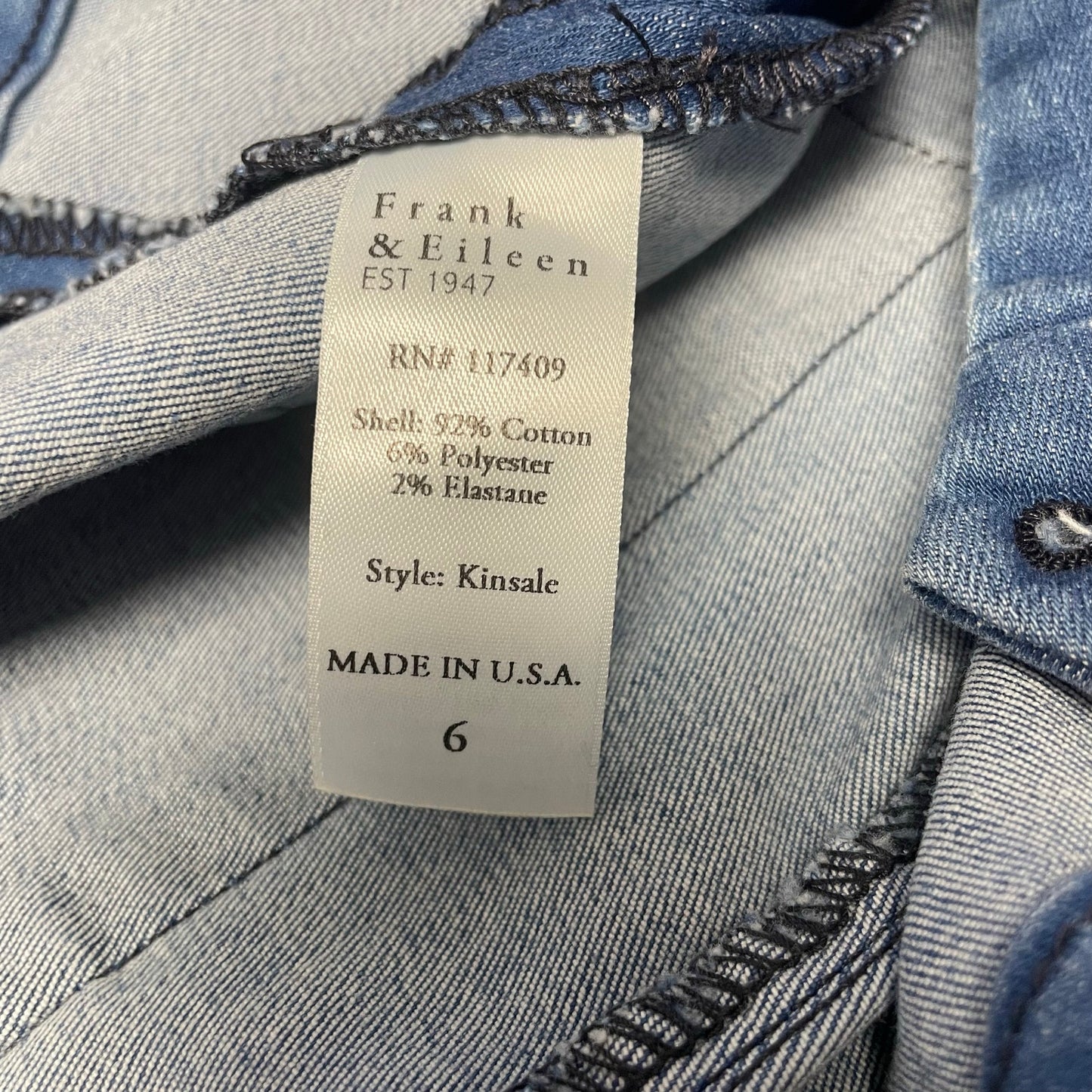 Frank & Eileen Kinsale Light Wash Denim Raw Hem Cropped Jean Womens Size 6