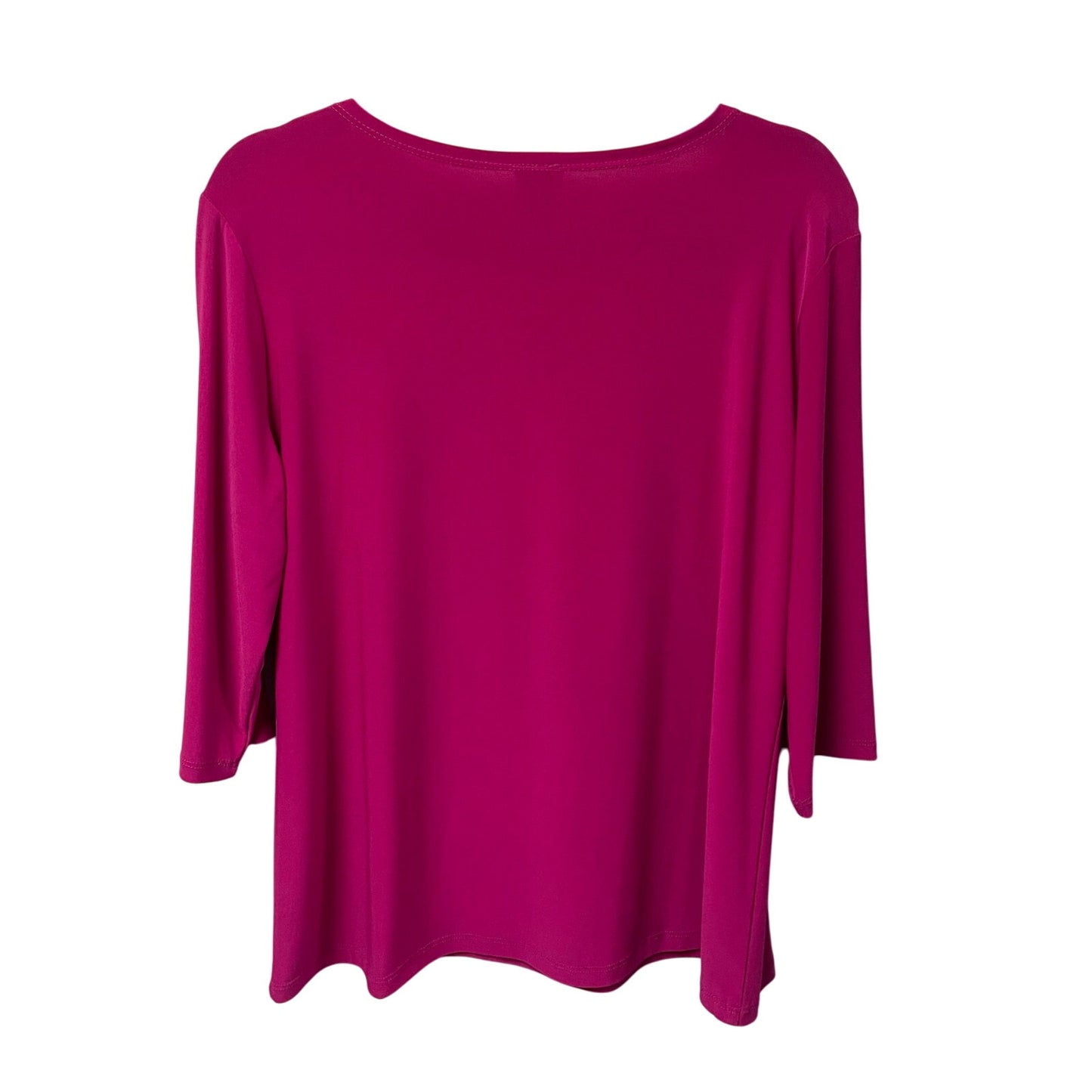 Clara Sun Woo 3/4 Sleeve Fuchsia Pink Spandex Blend Top Womens Plus Size 1X