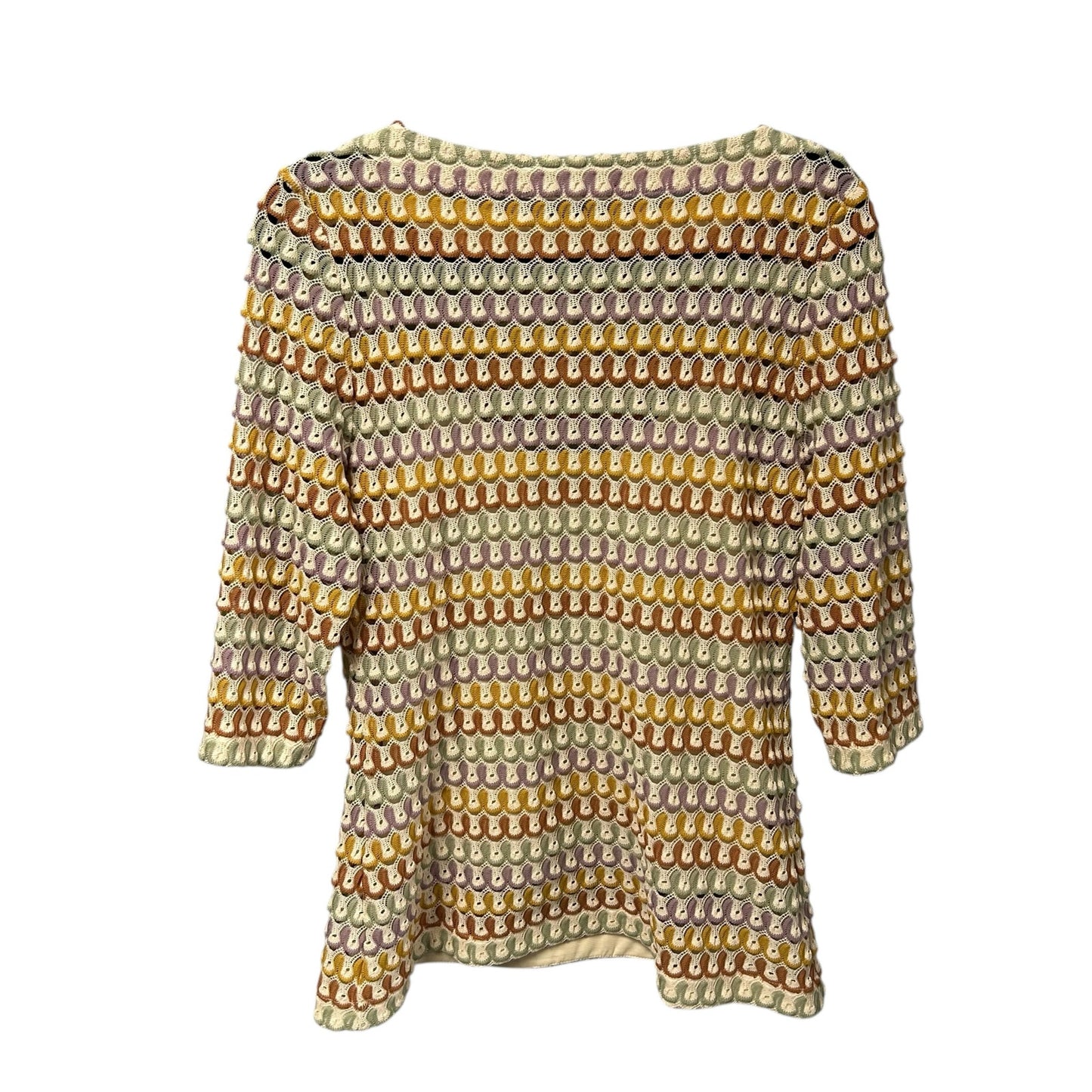 NWT Hilton Hollis Lilac Combo Crochet Textured Knit Top Womens Size Medium