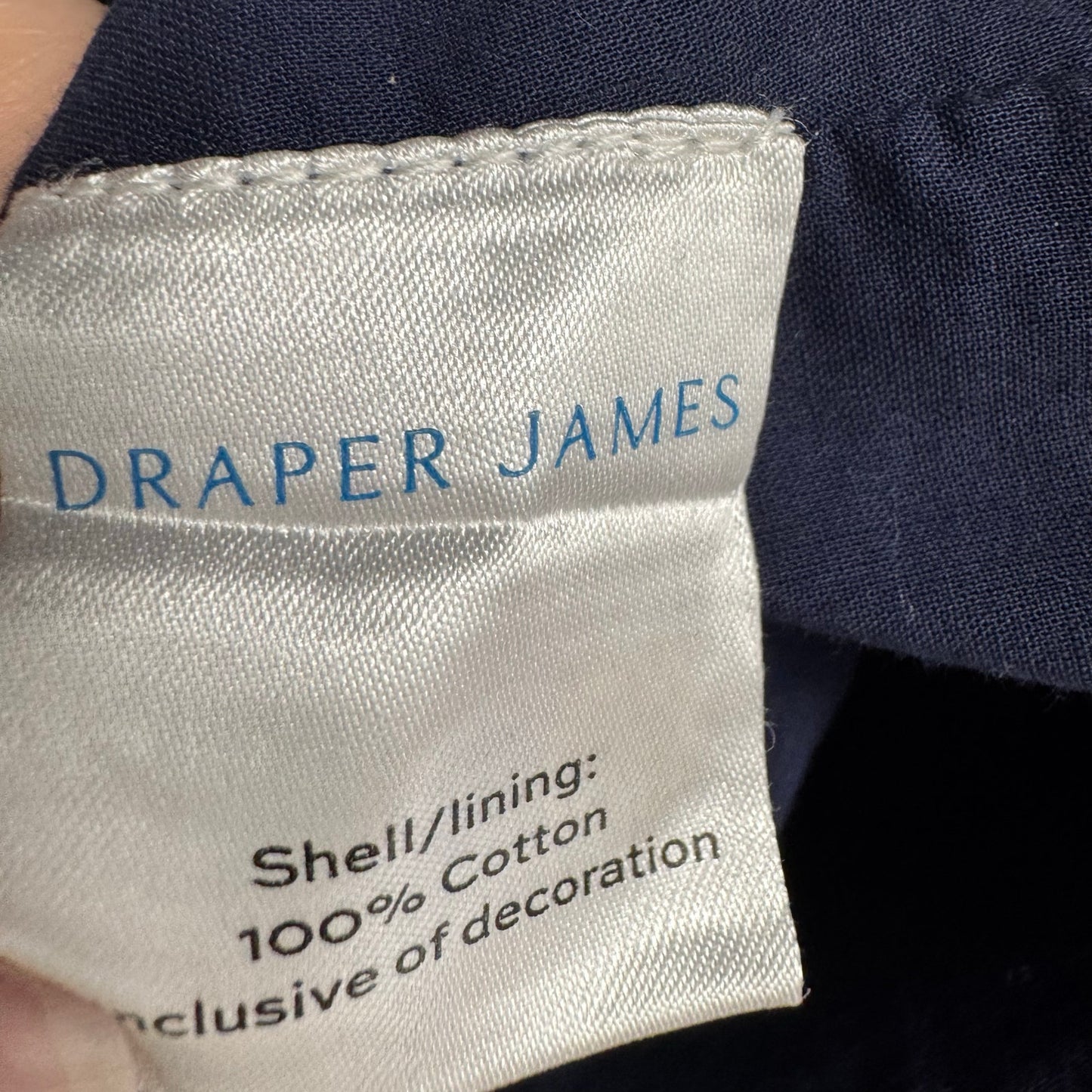 Draper James Short Sleeve Square Neckline Lace Trim Navy Maren Top Womens Small