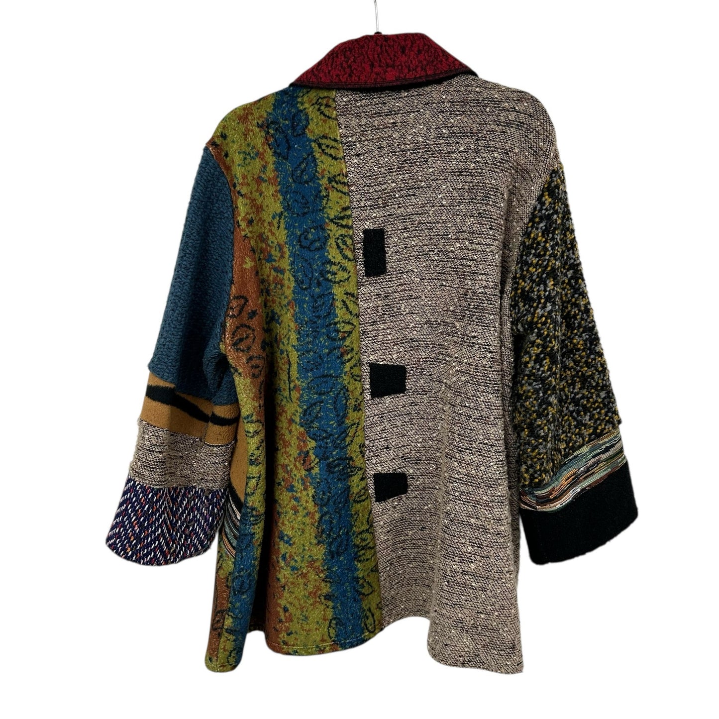 Ali Miles Red Multicolor Mixed Print Wool Blend Button Front Jacket Womens 2X