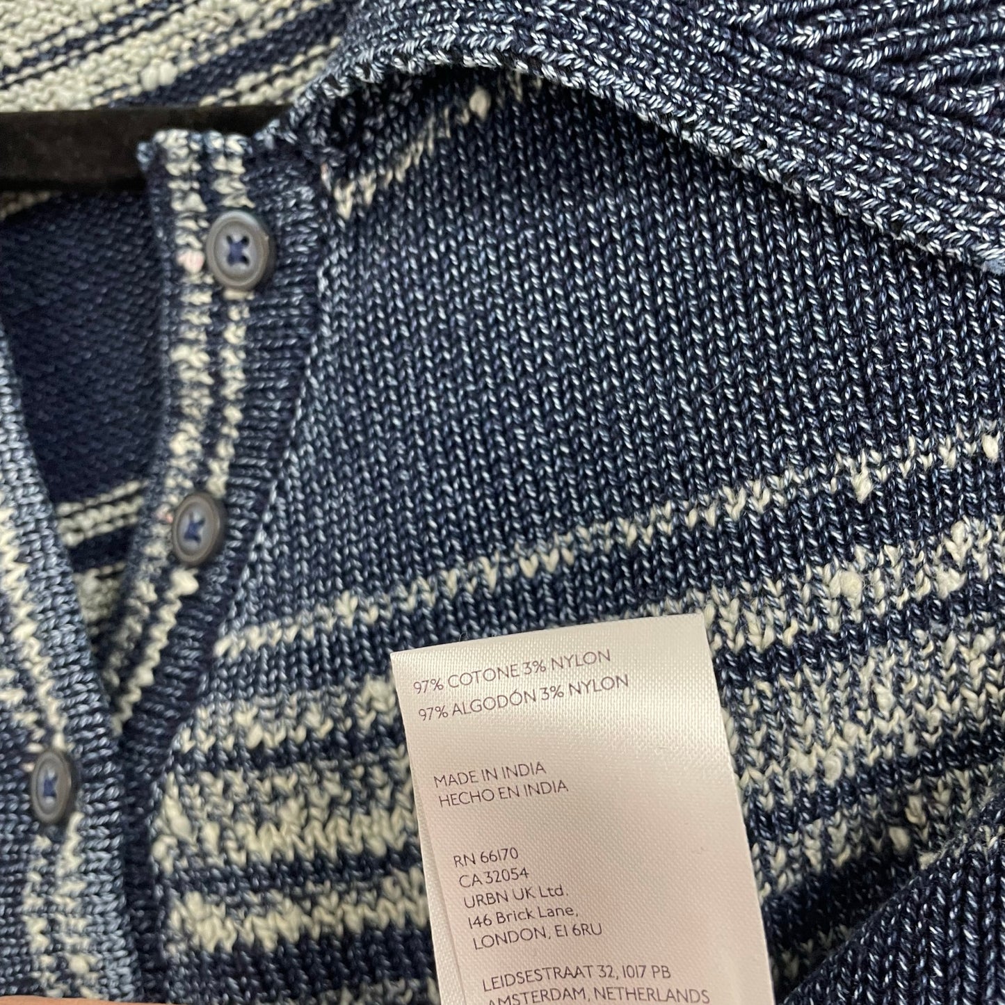 Anthropologie Pilcro Short Sleeve Asymmetrical Polo Sweater Blue Cream Small