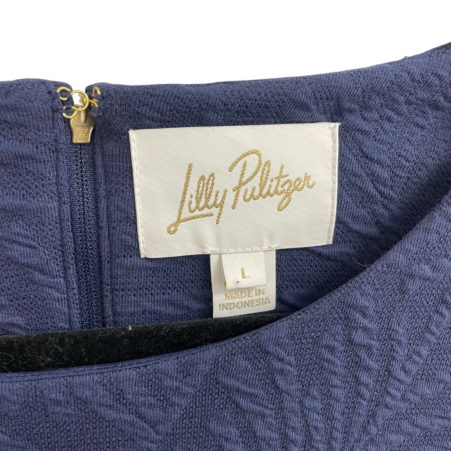 Lilly Pulitzer Kiely Puff Sleeve Jacquard Dress In True Navy Leafy Knit Large