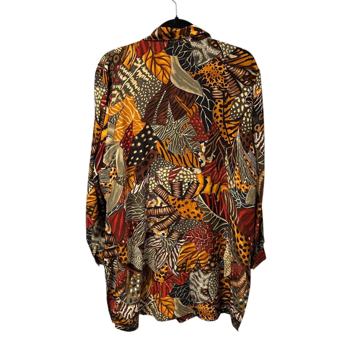 Vintage Diane Gilman 100% Silk Mixed Print Sequin Embellished Tunic Womens 1X