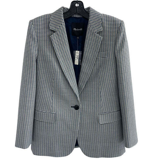 NWT Madewell The Kline Blazer Black Blue White Houndstooth Plaid Womens 0