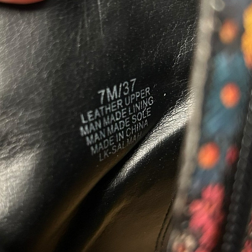 Lucky Brand Black Multicolor Boogie Floral Print Salmah Ankle Booties Womens 7