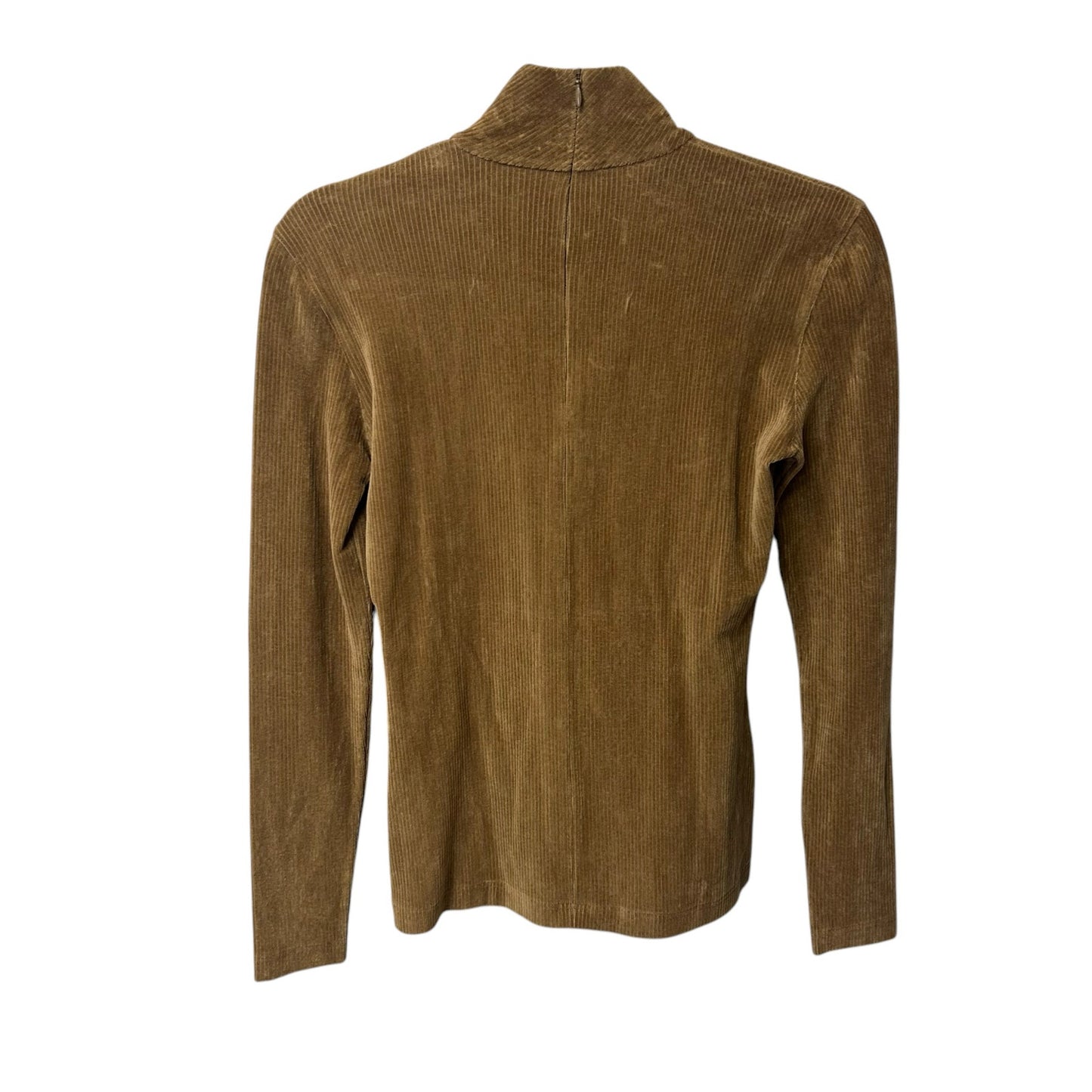 NWT AKRIS Punto Brown Corduroy Long Sleeve Cotton Blend Mock Neck Top Womens 2