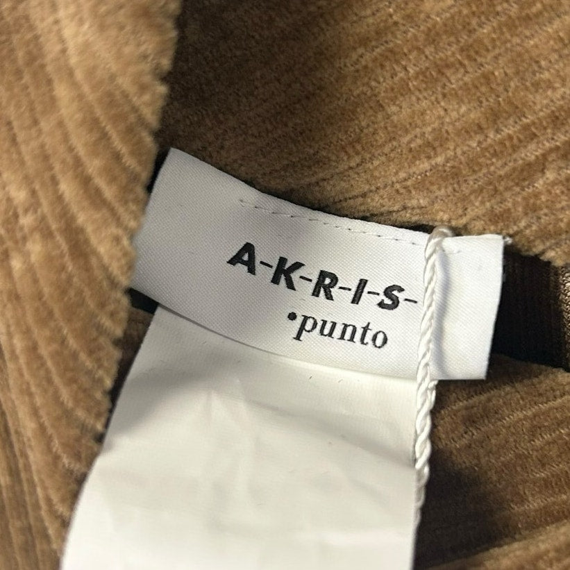 NWT AKRIS Punto Brown Corduroy Long Sleeve Cotton Blend Mock Neck Top Womens 2