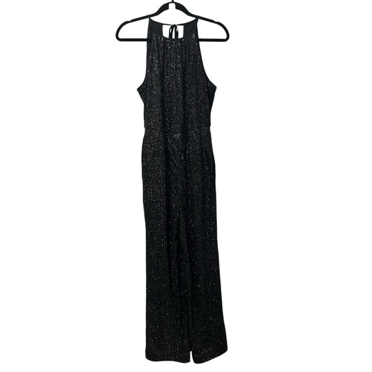 NWT Maeve by Anthropologie Black Sequin Disco Sleeveless Jumpsuit Womens 4