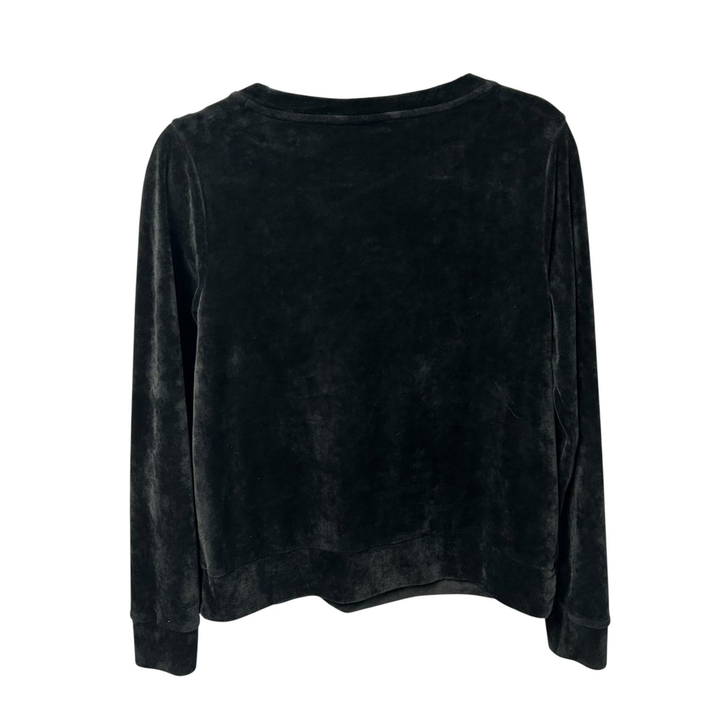 Lilly Pulitzer Onyx Black Embroidered Rami Velour Sweatshirt Womens Small