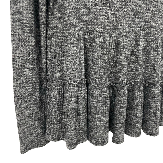 Anthropologie Eri + Ali Waffle Knit Mock Neck Heathered Gray Long Sleeve Top XS